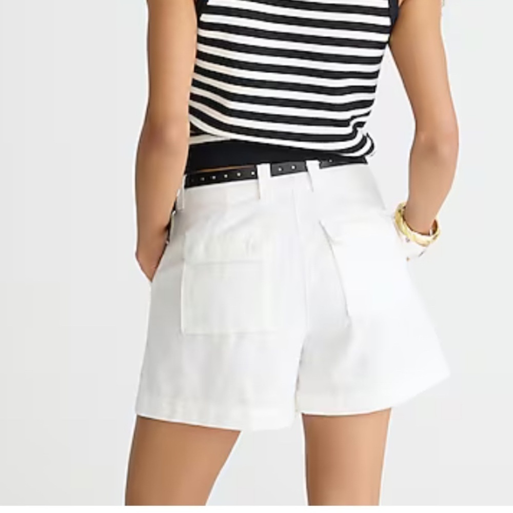 J Crew White Linen Blend Cargo Shorts Size 14 - Picture 2 of 6